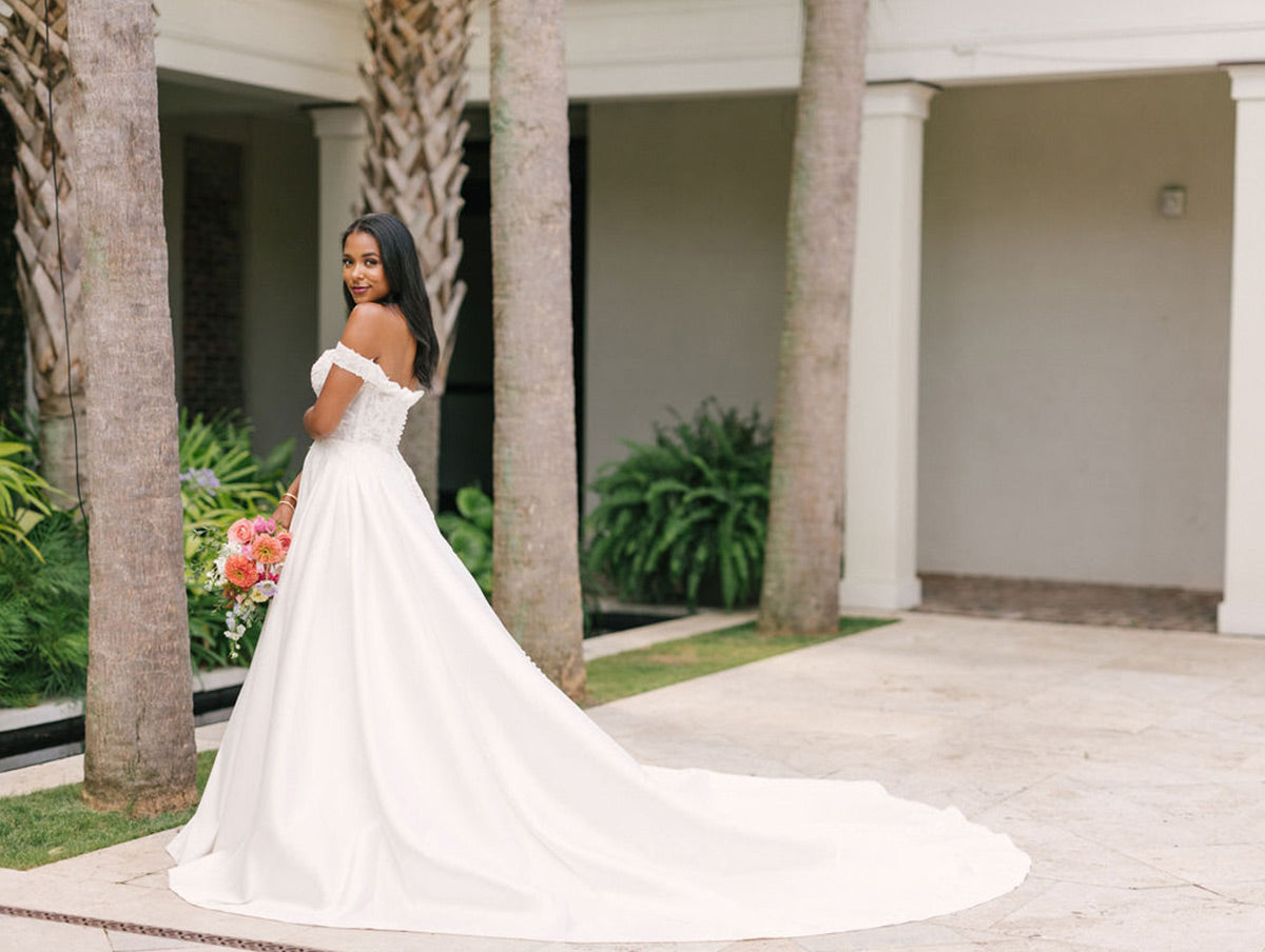 Sparkly Silk Ballgown Wedding Dress With Sweetheart Neckline | Philly Bridal