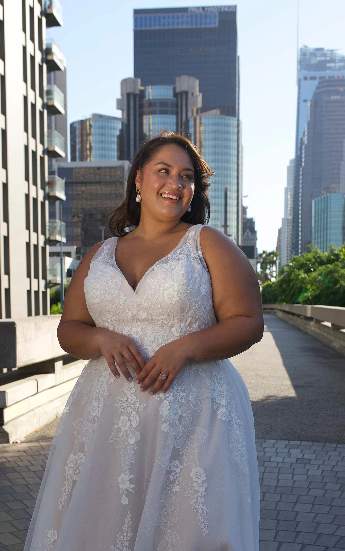 Simple Lace Plus Size A-line Wedding Dress With Shoulder Straps | Philly